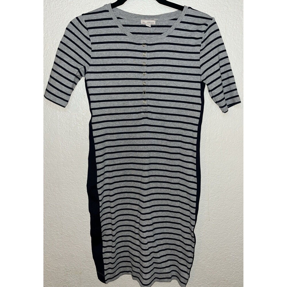 Gap Bodycon Dress Short Sleeve Women Sz Small Stripe Gray/Navy Blue